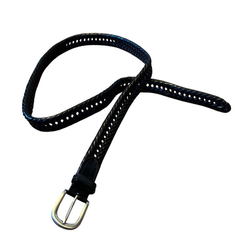 Vintage Genuine Leather Braided Western Boho Black Belt 43